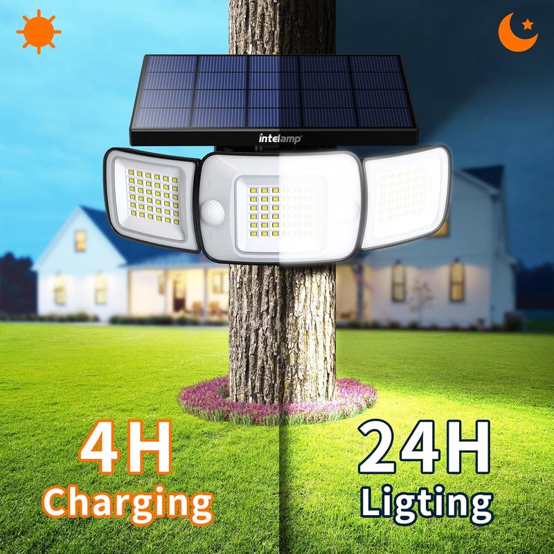 intelamp Solar Flood Lights Outdoor Waterproof, 6000mAh 1200LM Solar Powered Dual Motion Sensor LED Lighting Dusk to Dawn Security Floodlight Exterior with Remote for Outside Garden House Patio - Image 5